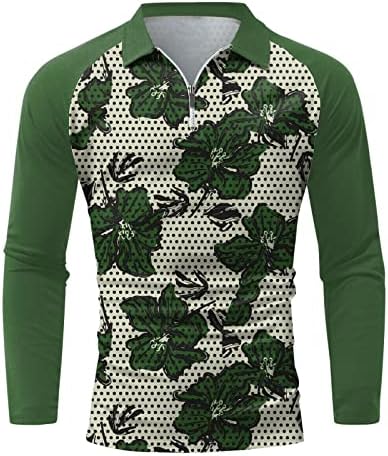 Beuu 2022 Нови поло маици за мажи, поштенски врат со долг ракав, цветни пол -точки крпеници за голф врвови, случајна дизајнерска