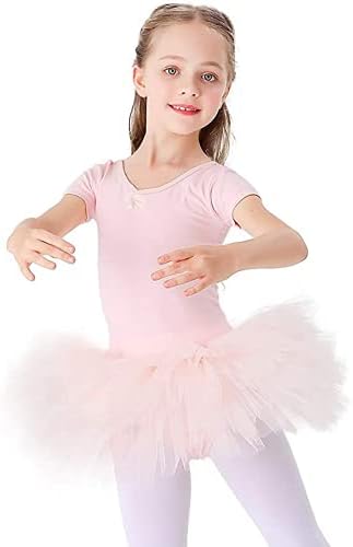 Девојки балет туту леотард деца памук танц со кратки ракави костуми облекување облека