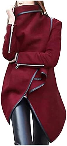 Women'sенски спуштено склопување шал јака кардиган палто отворено предна неправилна јакна од кокошка облека за винтиџ волна