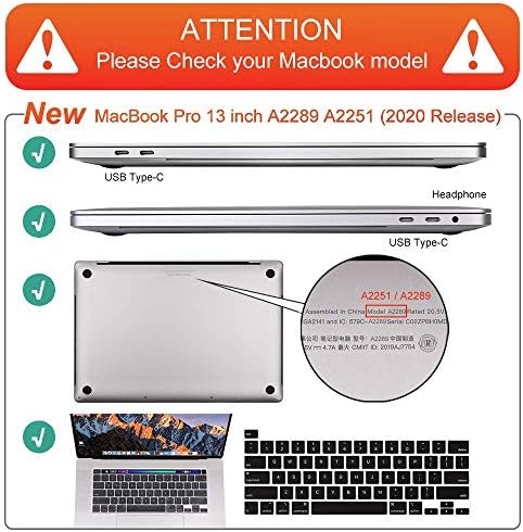 Mektron за MacBook Pro 13 Inch Model Model M1 M2 A2338 A2289 A2251 2022 2021 2020 Објави, пластични тврди школки за куќиште