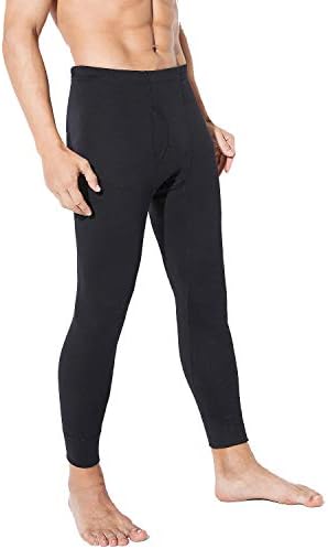 Теерфу Менс термички панталони за долна облека Долги nsонс дното, памук со средна тежина топол основен слој на дното на дното