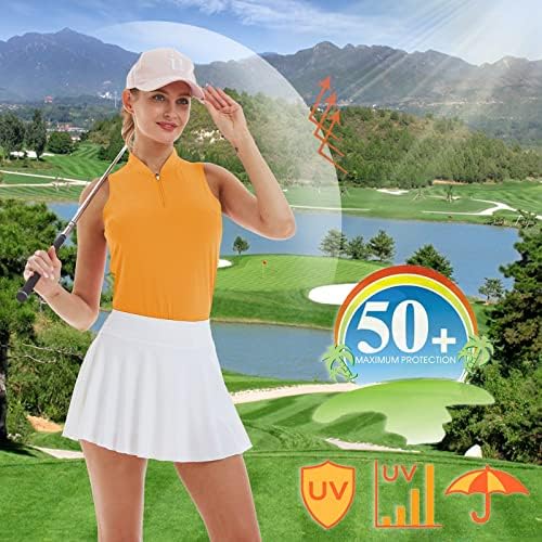 LastFor1 женски голф Поло без ракави кошула ZIP-UP-UP-UP-UP 50+ УВ Заштита Атлетски врвови Тенок вклопна брза суво лесна категорија