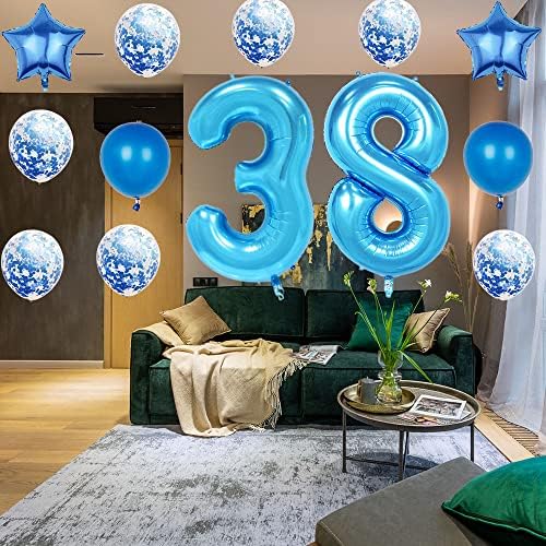 35 -ти роденденски украси за украси, сини број 35 балон, 40 инчи гигантска фолија Милар 35 -та декорација на балони за мажи