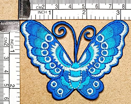 Kleenplus 3 парчиња. Сина пеперутка везена лепенка налепница на налепница пеперутка ретро цртана железо железо на шиење на сувенири