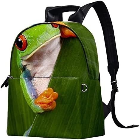 Tbouobt кожен ранец за патувања со лесен лаптоп лесен ранец за жени мажи, тропска жаба
