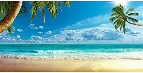 Јеле 20х10фт Тропска Плажа Остров Позадина За Фотографија Летна Забава Беј Патување Сино Небо Сино Море Палми Позадина Деца