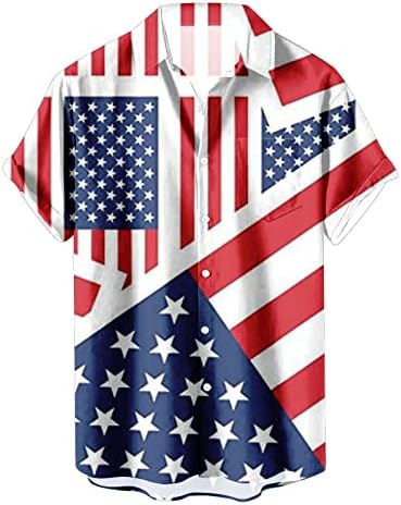 Бмисегм Летни Преголеми Маици За Мажи Машко Американско Знаме Патриотски Кошули за Мажи 4 од Јули Машки Краток Мрежест Ракав