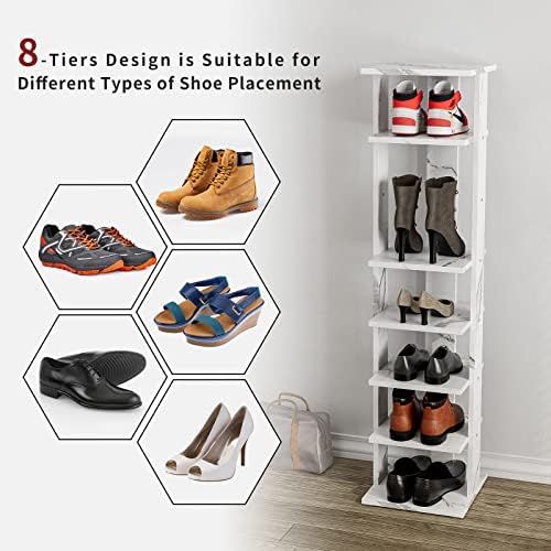 Hmfor 8-нивоата за чевли за чевли вертикална, тесна решетка за чевли, складирање на чевли за влез, висока решетка за чевли за