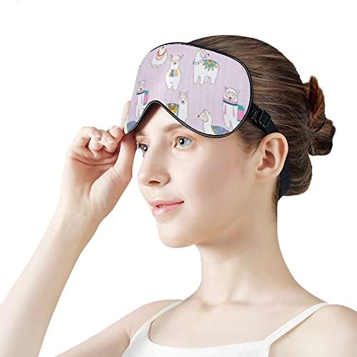 Симпатична ламма маска за спиење Трајни занишани меки маски за очите ги покрива со прилагодлива лента за жени жени