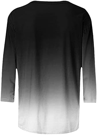 Smidow женски моден гео графички 3/4 врвови на ракави 2023 лето лабава обична екипаж вратот маица пулвер блуза трендовски