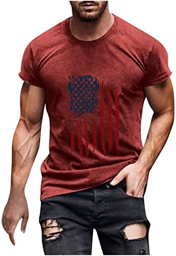 lcepcy Американско знаме за печатење на знаме за мажи обични кратки ракави екипаж на вратот на вратот четврти јули атлетски