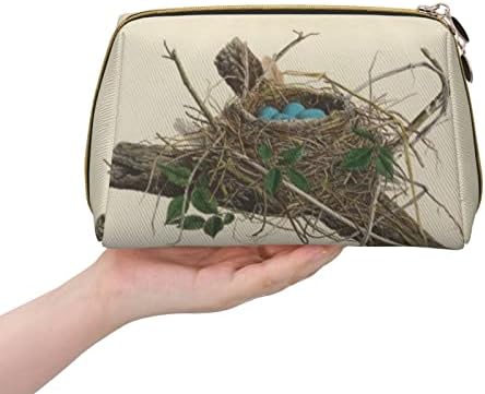 ОГНО Птици Гнездо Тоалетна Торба Организатор За Патување За Мажи И Жени, Лесна Кожна Торба За Шминка Голема Козметичка Торба