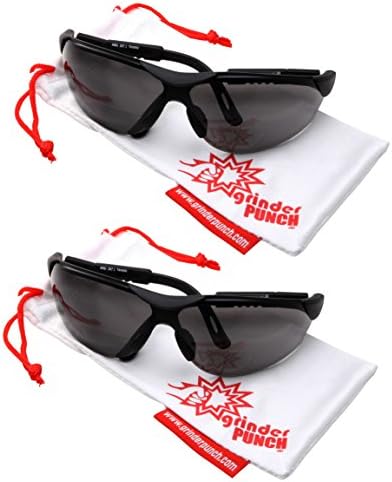 GrinderPunch 2 пара Бифокални безбедносни очила за сонце црни леќи со агол за читање - целосно прилагодливи раце