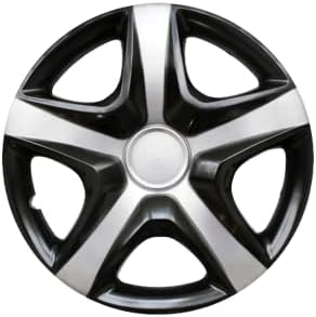 16 -инчен Snap на Hubcaps компатибилен со Chevrolet - сет од 4 капаци на раб за тркала од 16 инчи - црна и сива боја