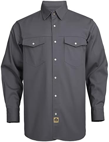 WorkWeya FR кошули за мажи со долг ракав 6.5oz памук карирани пламени отпорни на заварување кошули