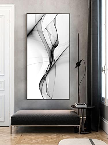 Современ минималистички црно -бел апстрактен луксузен висички сликарство wallидно платно сликарство за дневна соба дома декор