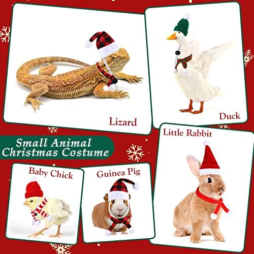 12 парчиња божиќна заморчиња костуми мали животни Божиќни костуми мини санта шал шамија поставува Божиќ, мала облека за миленичиња