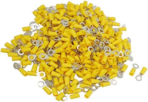 Нови LON0167 500 парчиња жолти PVC ракави изолирани терминали на прстенести прстени за 12-10 AWG (500 Stück Gelbe PVC-Hülse