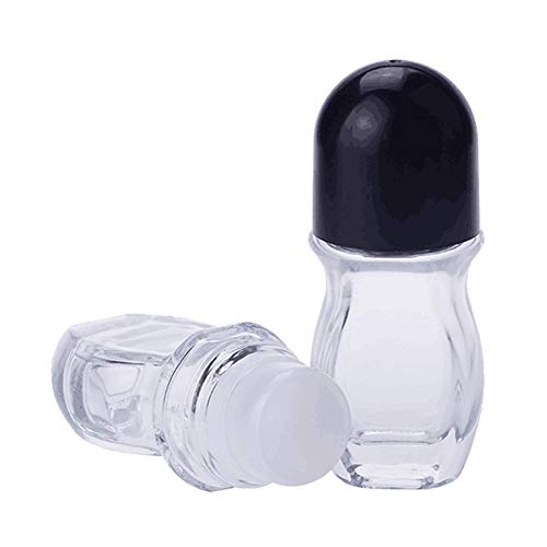 2pcs 50ml/1.69oz чиста стаклена шишиња со дезодоранс шишиња Празни есенцијални масла за шишиња со ролери со пластична топка