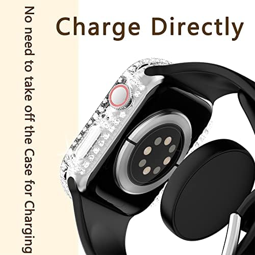 Cakufunny 2 пакет кутија за Apple Watch Series 8 серија 7 41 mm со заштитен стакло, заштитник на екранот, Bling Crystal Diamond