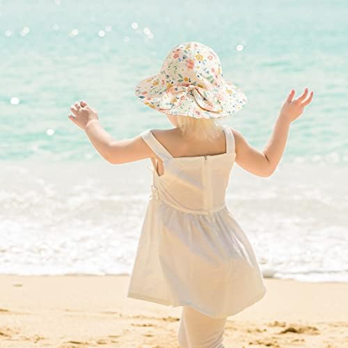 Бебе девојче сонце капа на отворено плажа капа со широки капачиња за бебиња сончево капаче има капаче од 50+ корпа за бебиња
