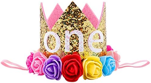 Ивемек Бебе Момче Девојка Принцеза Дијадема Број На Круна Лента за Глава 1 Роденденска Торта Капа Златна Роза Цвет Додатоци