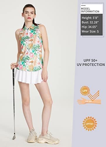 Lastfor1 женски голф кошула без ракави печатено пулвер, полу -зип цветни тениски тениски кошули, влага за губење на атлетски