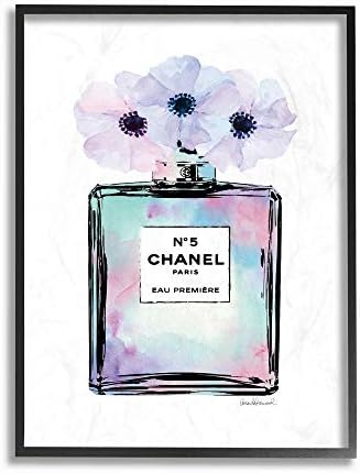 Tupleple Industries Purple Flower Perfume Glam Mase Design, дизајниран од Amanda Greenwood Wall Art, 11 x 1,5 x 14, црно врамено