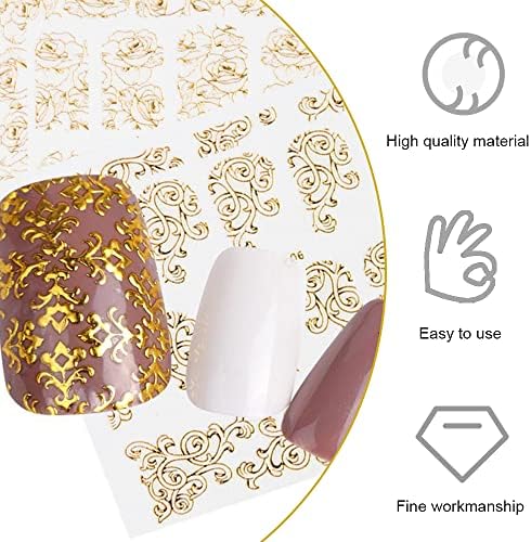 20 листови 3Д златни сјајни налепници за нокти на ноктите декорации за нокти украси за жени девојки деца