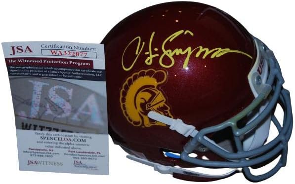 ОЈ СИМПСОН потпиша мини фудбалски шлем ЈСА Беше Сведок НА Ва322877-Автограмирани Колеџ Шлемови