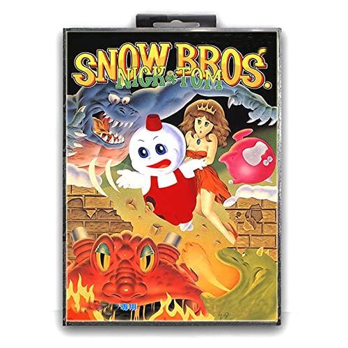 Lksya Snow Bros Nick & Tom со кутија за 16 -бит MD картичка за игра за мега диск за видео конзола за генеза