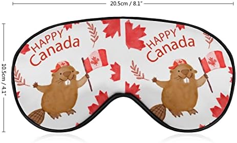 Канадско Знаме Дабар Смешна Маска За Очи За Спиење Мека Покривка За Очи Со Врзани Очи Со Прилагодлив Ремен Ноќна Сенка За Очи