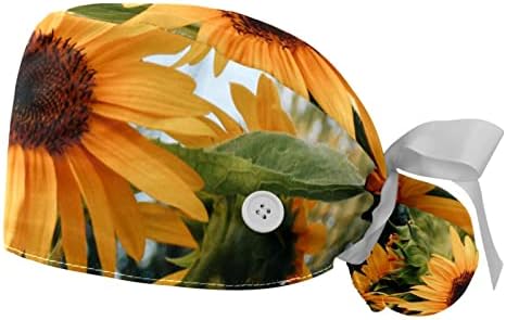 Работно капаче од 2 парчиња со копчиња и џемпери природна цветна сончоглед капа за жени долга коса