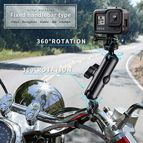 Моторцикл Wadahefa, велосипед 360 ° Ротирачки прилагодлив спортски фотоапарат, компатибилен со DJI Action 2 & GoPro 7/8/9/10
