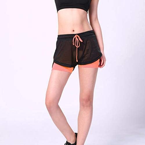 Sportsофу женски спортски шорцеви лажни 2 парчиња цврста мрежа што дише брзо суви мини панталони